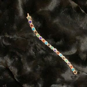 Sterling and precious stone bracelet 7 1/2 inches
